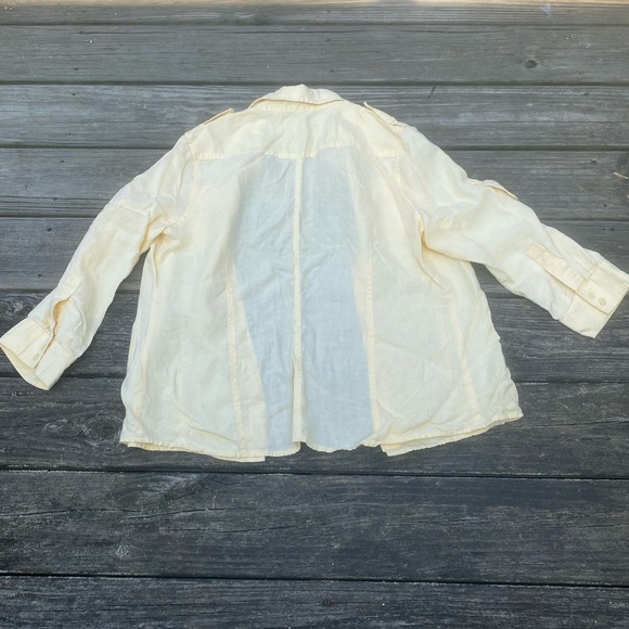 Liz Claiborne 100% Linen blouse yellow 3/4 sleeves convertible to 1/2 sleeves - Picture 11 of 15